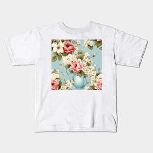 Shabby Chic Flowers Pattern 2 Kids T-Shirt